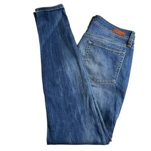 Greywire New York Womens 28 Dark Wash Mid Rise Distressed Zip Ankle Skinny Jeans